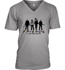 Horror Friends Jason Voorhees Freddy Krueger Texas Chain Saw Michael Myers Shirt Men's Vneck - NFLFanGift