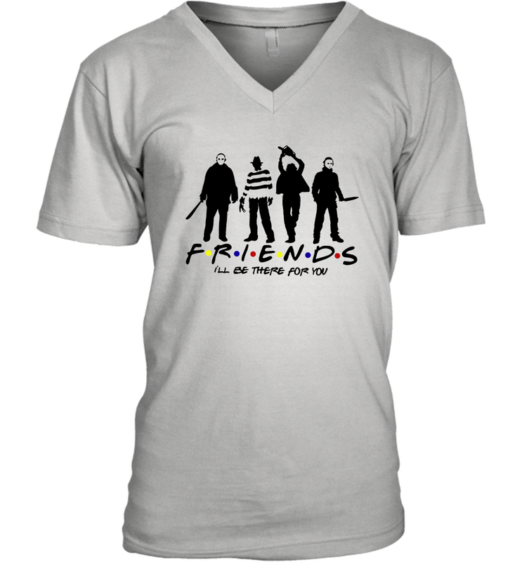 Horror Friends Jason Voorhees Freddy Krueger Texas Chain Saw Michael Myers Shirt Men's Vneck - NFLFanGift