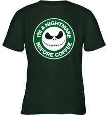 Starbucks Inspired Jack Skellington Coffee I'm A Nightmare Before Coffee Youth T-Shirt - NFLFanGift