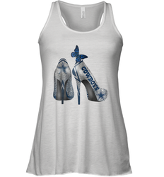 NFL Dallas Cowboys High Heel Butterfly Rhinestone Tide Racerback Tank - NFLFanGift