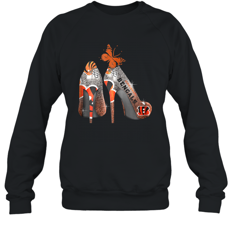 NFL Cincinnati Bengals Rhinestone High Heels Crewneck Sweatshirt - NFLFanGift