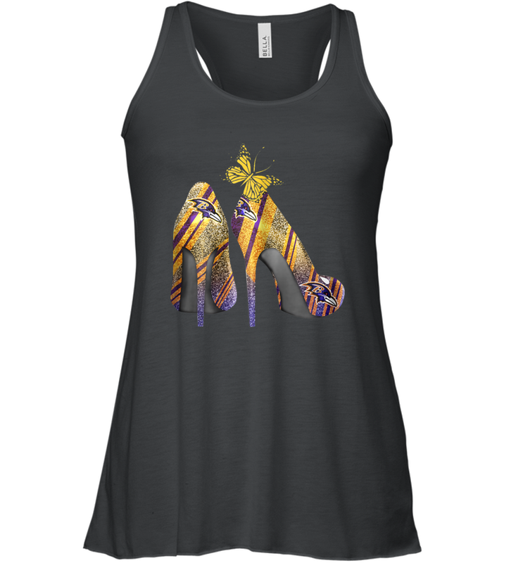 NFL Baltimore Ravens Steelers Rhinestone High Heels Racerback Tank - NFLFanGift
