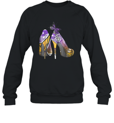 NFL Minnesota Vikings High Heel Butterfly Rhinestone Tide Crewneck Sweatshirt - NFLFanGift