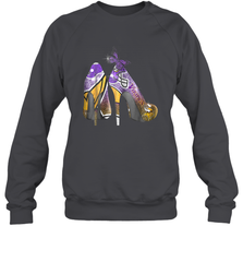 NFL Minnesota Vikings High Heel Butterfly Rhinestone Tide Crewneck Sweatshirt - NFLFanGift