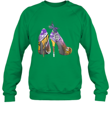 NFL Minnesota Vikings High Heel Butterfly Rhinestone Tide Crewneck Sweatshirt - NFLFanGift