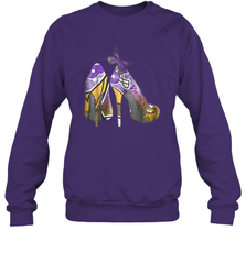 NFL Minnesota Vikings High Heel Butterfly Rhinestone Tide Crewneck Sweatshirt - NFLFanGift