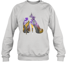 NFL Minnesota Vikings High Heel Butterfly Rhinestone Tide Crewneck Sweatshirt - NFLFanGift