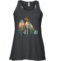 NFL Miami Dolphins High Heel Butterfly Rhinestone Tide Racerback Tank - NFLFanGift