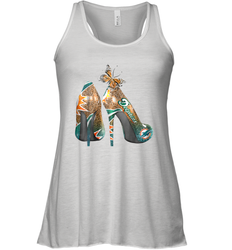 NFL Miami Dolphins High Heel Butterfly Rhinestone Tide Racerback Tank - NFLFanGift