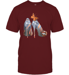 NFL Denver Broncos High Heel Butterfly Rhinestone Tide Men's T-Shirt - NFLFanGift