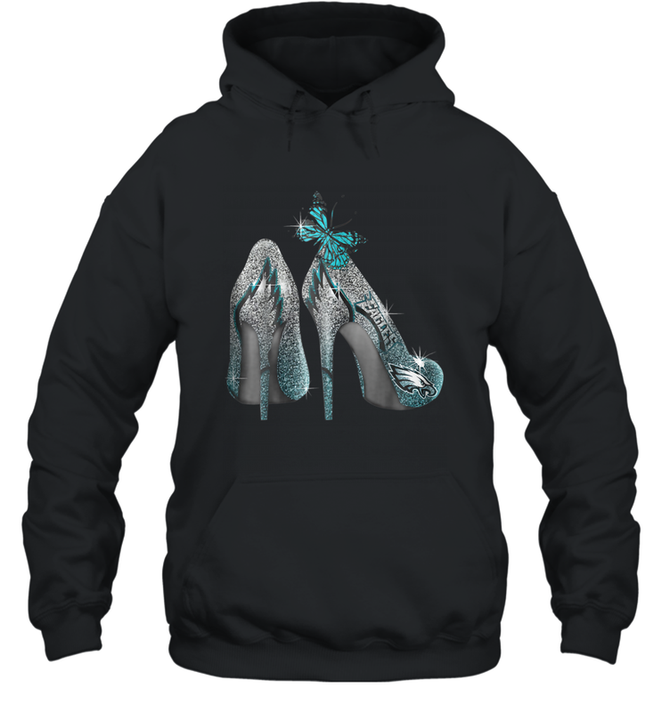 NFL Philadelphia Eagles High Heel Butterfly Rhinestone Tide Hoodie - NFLFanGift