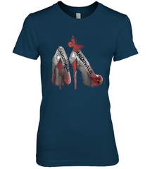 Arizona Cardinals High Heel Butterfly Rhinestone Tide NFL Women's The Boyfriend Tee - NFLFanGift