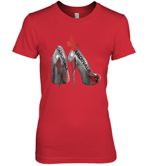 Arizona Cardinals High Heel Butterfly Rhinestone Tide NFL Women's The Boyfriend Tee - NFLFanGift