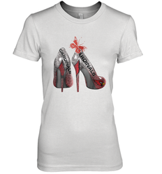 Arizona Cardinals High Heel Butterfly Rhinestone Tide NFL Women's The Boyfriend Tee - NFLFanGift