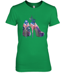 NFL New York Giants High Heel Butterfly Rhinestone Tide Women's The Boyfriend Tee - NFLFanGift