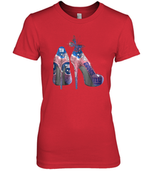 NFL New York Giants High Heel Butterfly Rhinestone Tide Women's The Boyfriend Tee - NFLFanGift