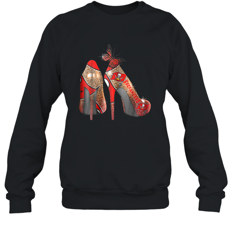 NFLTampa Bay Buccaneers High Heel Butterfly Rhinestone Tide Crewneck Sweatshirt - NFLFanGift