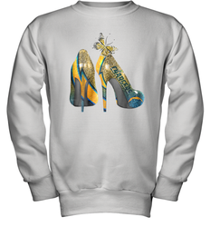 NFL Los Angeles Chargers High Heel Butterfly Rhinestone Youth Sweatshirt - NFLFanGift