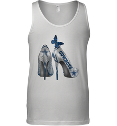 NFL Dallas Cowboys High Heel Butterfly Rhinestone Tide Tank Top - NFLFanGift