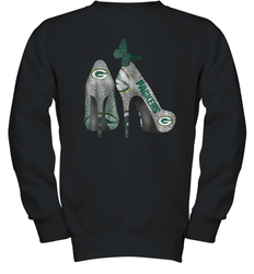 NFL Green Bay Packers Rhinestone High Heels Youth Sweatshirt - NFLFanGift