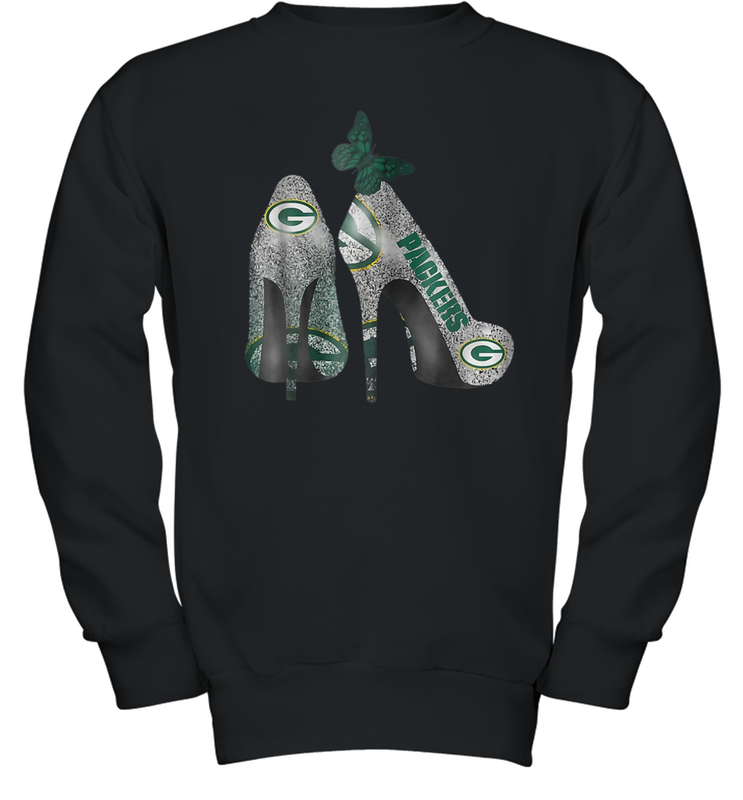 NFL Green Bay Packers Rhinestone High Heels Youth Sweatshirt - NFLFanGift