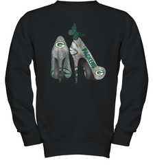 NFL Green Bay Packers Rhinestone High Heels Youth Sweatshirt - NFLFanGift