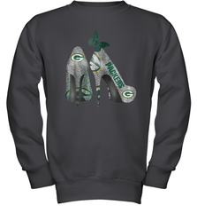 NFL Green Bay Packers Rhinestone High Heels Youth Sweatshirt - NFLFanGift