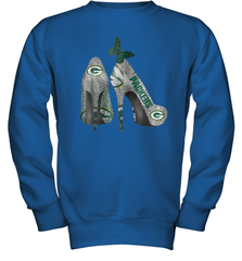 NFL Green Bay Packers Rhinestone High Heels Youth Sweatshirt - NFLFanGift