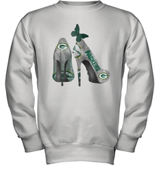 NFL Green Bay Packers Rhinestone High Heels Youth Sweatshirt - NFLFanGift