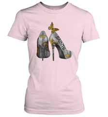 NFL New Orleans Saints High Heel Butterfly Rhinestone Tide Women's T-Shirt - NFLFanGift
