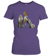 NFL New Orleans Saints High Heel Butterfly Rhinestone Tide Women's T-Shirt - NFLFanGift