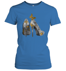 NFL New Orleans Saints High Heel Butterfly Rhinestone Tide Women's T-Shirt - NFLFanGift