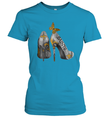 NFL New Orleans Saints High Heel Butterfly Rhinestone Tide Women's T-Shirt - NFLFanGift