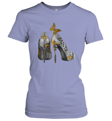 NFL New Orleans Saints High Heel Butterfly Rhinestone Tide Women's T-Shirt - NFLFanGift