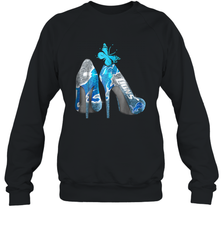 NFL Detroit Lions High Heel Butterfly Rhinestone Tide Crewneck Sweatshirt - NFLFanGift