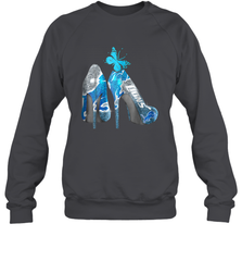 NFL Detroit Lions High Heel Butterfly Rhinestone Tide Crewneck Sweatshirt - NFLFanGift