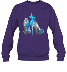 NFL Detroit Lions High Heel Butterfly Rhinestone Tide Crewneck Sweatshirt - NFLFanGift