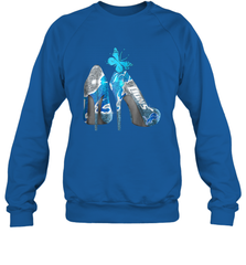 NFL Detroit Lions High Heel Butterfly Rhinestone Tide Crewneck Sweatshirt - NFLFanGift