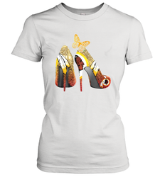 Washington Redskins High Heel Butterfly Rhinestone Tide Women's T-Shirt - NFLFanGift