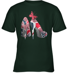 NFL Houston Texans High Heel Butterfly Rhinestone Tide Youth T-Shirt - NFLFanGift