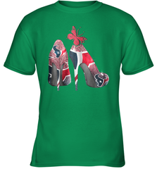 NFL Houston Texans High Heel Butterfly Rhinestone Tide Youth T-Shirt - NFLFanGift