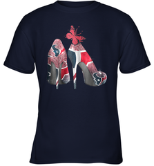 NFL Houston Texans High Heel Butterfly Rhinestone Tide Youth T-Shirt - NFLFanGift