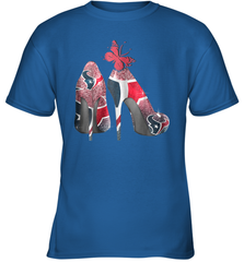 NFL Houston Texans High Heel Butterfly Rhinestone Tide Youth T-Shirt - NFLFanGift