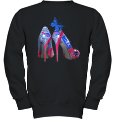 NFL Buffalo Bill Rhinestone High Heels Butterfly Rhinestone Tide Youth Sweatshirt - NFLFanGift