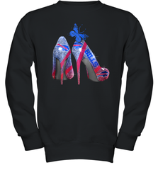 NFL Buffalo Bill Rhinestone High Heels Butterfly Rhinestone Tide Youth Sweatshirt - NFLFanGift