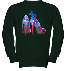 NFL Buffalo Bill Rhinestone High Heels Butterfly Rhinestone Tide Youth Sweatshirt - NFLFanGift