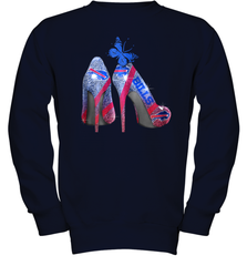 NFL Buffalo Bill Rhinestone High Heels Butterfly Rhinestone Tide Youth Sweatshirt - NFLFanGift