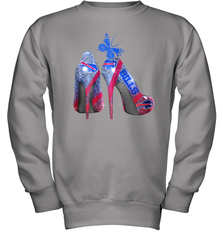 NFL Buffalo Bill Rhinestone High Heels Butterfly Rhinestone Tide Youth Sweatshirt - NFLFanGift