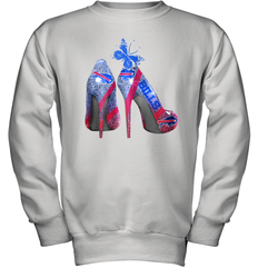 NFL Buffalo Bill Rhinestone High Heels Butterfly Rhinestone Tide Youth Sweatshirt - NFLFanGift