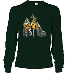 NFL Jacksonville Jaguars High Heel Butterfly Rhinestone Long Sleeve T-Shirt - NFLFanGift
